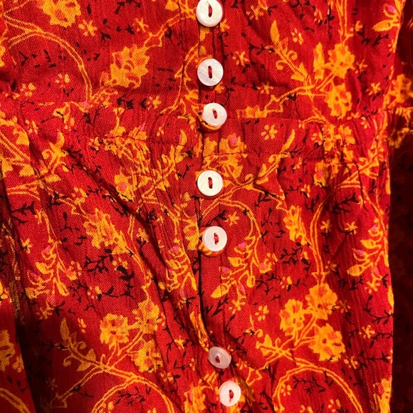 Boho floral paisley print adjustable dress with mother of pearl buttons - Picture 4 of 7